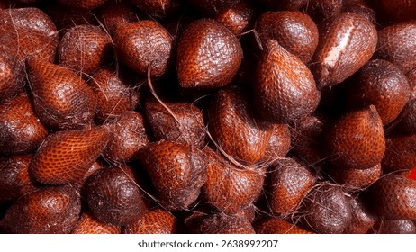 Fresh Salak Snake Fruit in Traditional Market Display