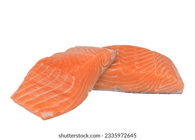 Fresh salmon fillet isolated on white background with clipping-path.