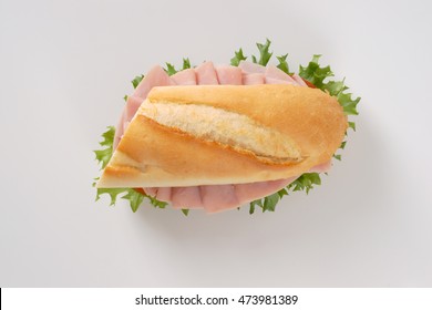Fresh Sandwich With Ham On White Background