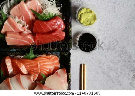 Sashimi Hamachi And Salmon Stock Photo Image Of Hamachi 35394842