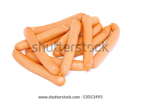 A fresh sausage . Isolated over white.