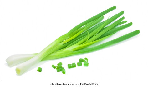 Fresh Scallion Isolated On White Background