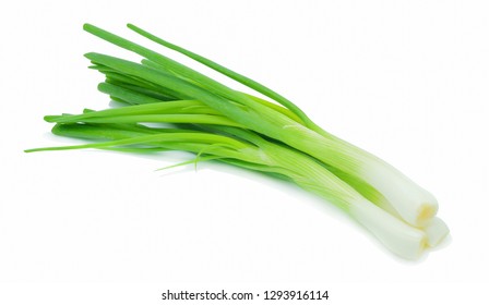 Fresh Scallion Isolated On White Background