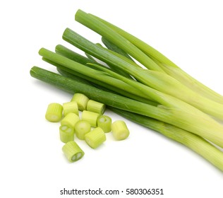 Fresh Scallion Isolated On White Background