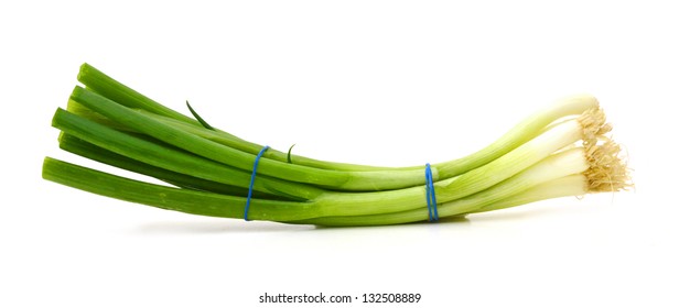 Fresh Scallions Isolated On A White Background