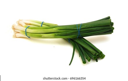 Fresh Scallions Isolated On A White Background