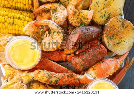 Fresh Seafood with Corn Potatoes and Sausage 