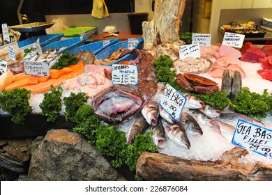 Fresh Seafood At Fish Market Stall