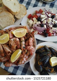 Fresh Seafood And Greek Salat 