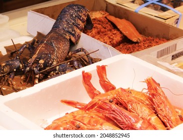 Fresh Seafood At A Local Market