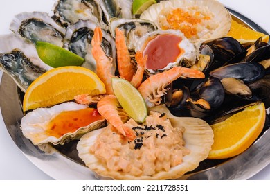 Fresh Shellfish Seafood Platter Close Up