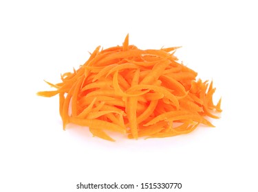 Fresh Shredded Carrots Isolated On White Background