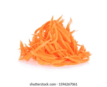 Fresh Shredded Carrots Isolated On White Background