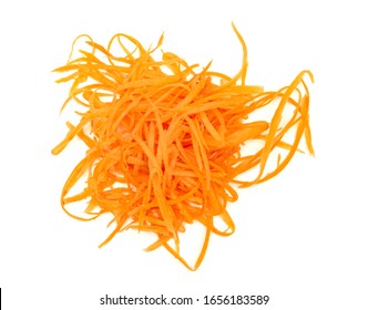 Fresh Shredded Carrots Isolated On White Background 