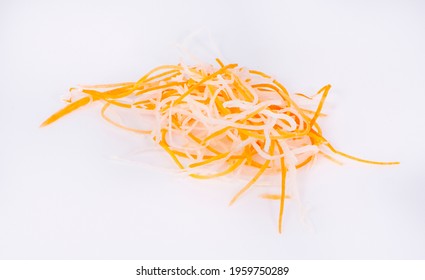 Fresh Shredded Carrots Isolated On White Background