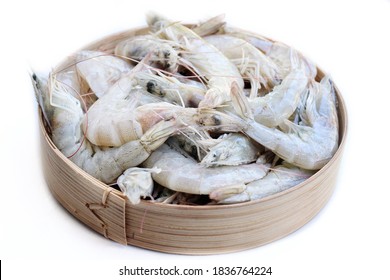 Fresh shrimp seafood on white background isolated