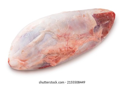 Fresh Silver shank meat isolated on white background, Shank beef on white background With clipping path. - Shutterstock ID 2155508449