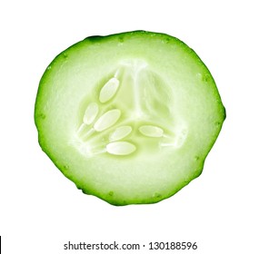 Fresh Slice Cucumber On White Background