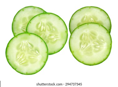 Fresh Slice Cucumber On White Background