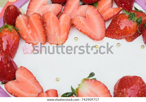 Fresh Slice Strawberry Fruit Heart Shape Stock Image Download Now