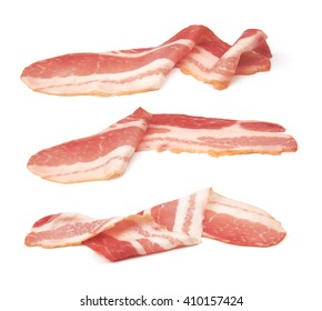 Fresh Sliced Bacon On White Background