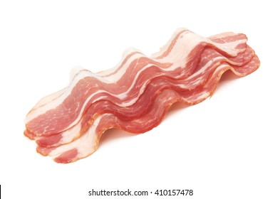 Fresh Sliced Bacon On White Background