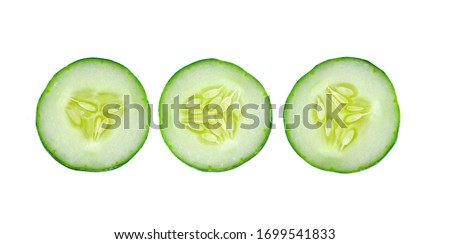 Fresh sliced cucumber isolated on white background