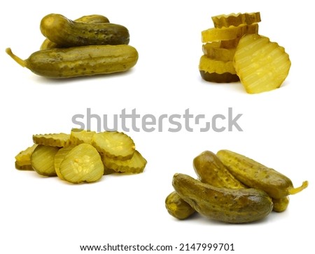 Fresh sliced green pickles isolated over white Foto stock © 
