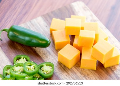 Fresh Sliced Jalapeno Peppers And Cheddar Cheese