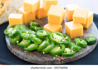 Fresh Sliced Jalapeno Peppers And Cheddar Cheese