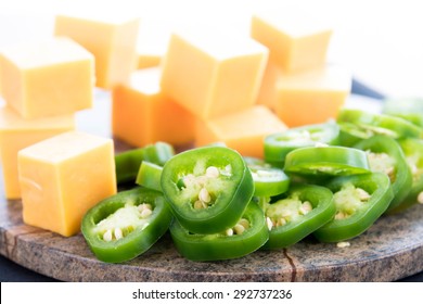 Fresh Sliced Jalapeno Peppers And Cheddar Cheese