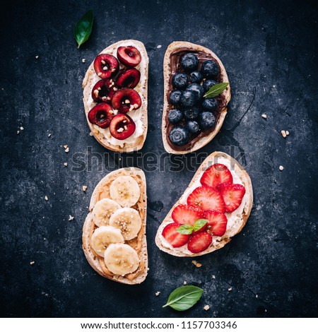 Similar – Image, Stock Photo Fresh bread with sweet fruits