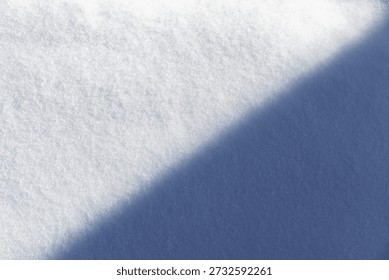 Fresh Snow With Sharp Shadow. Geometric Shadow Casts Over Icy Terrain Emphasizing Minimalism. Contrast Created By Diagonal Shadow On Snow Enhances Modern Minimal Geometric Aesthetic With Cool Tones