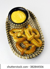 Fresh Soft Pretzel With Hot Cheese Fondue