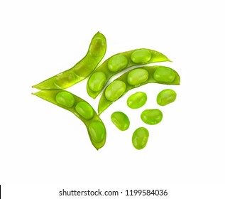 Fresh Soy Beans Isolated On White Background