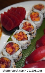 Fresh Spicy Tuna Sushi Closeup 