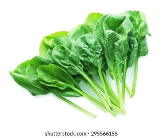 Fresh Spinach Leaves Isolated On White