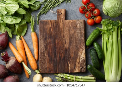 Fresh spring vegetables cooking in the kitchen, top view - Powered by Shutterstock