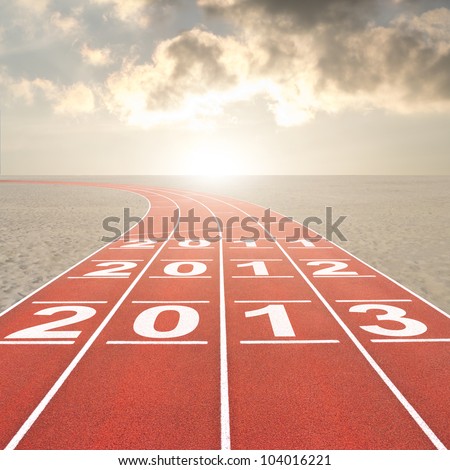 Fresh start 2013 concept with running track in desert