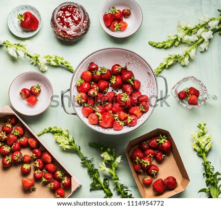 Similar – Erdbeeren SommerBlumen und Marmelade