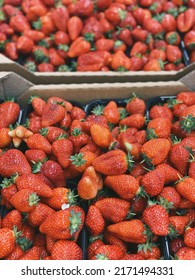 Fresh strawberry harvest top view.