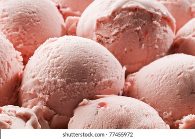 Fresh strawberry ice cream close up shoot
