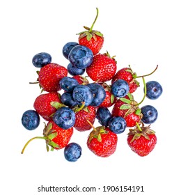 Fresh summer blueberry and strawberry heap, isolated - Powered by Shutterstock