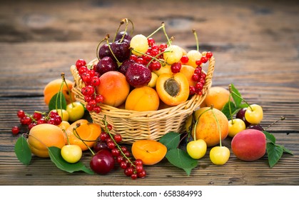 Fresh Summer Fruits In The Basket