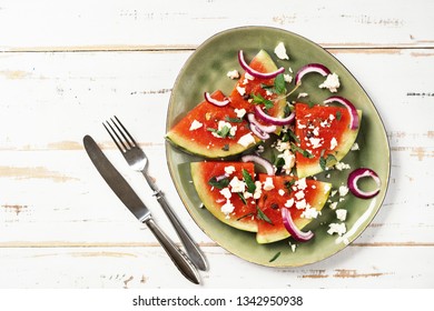 Fresh Summer Grilled Watermelon Salad With Feta Cheese