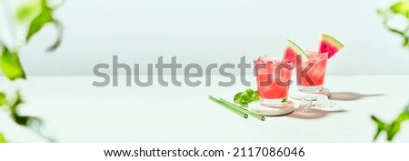 Similar – Image, Stock Photo Transparent pink alcohol cocktail, vodka gin-tonic