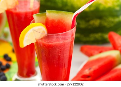 Fresh Summer Watermelon Juice With Lemon 