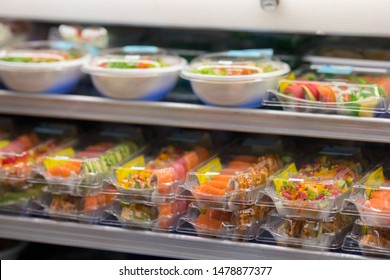 Fresh Sushi For Sale At A Supermarket Deli In Togo Containers