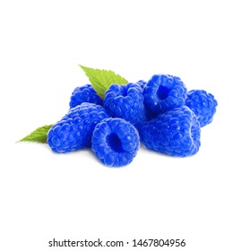 Fresh Sweet Blue Raspberries On White Background