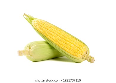 Fresh sweet corn isolated on white background.